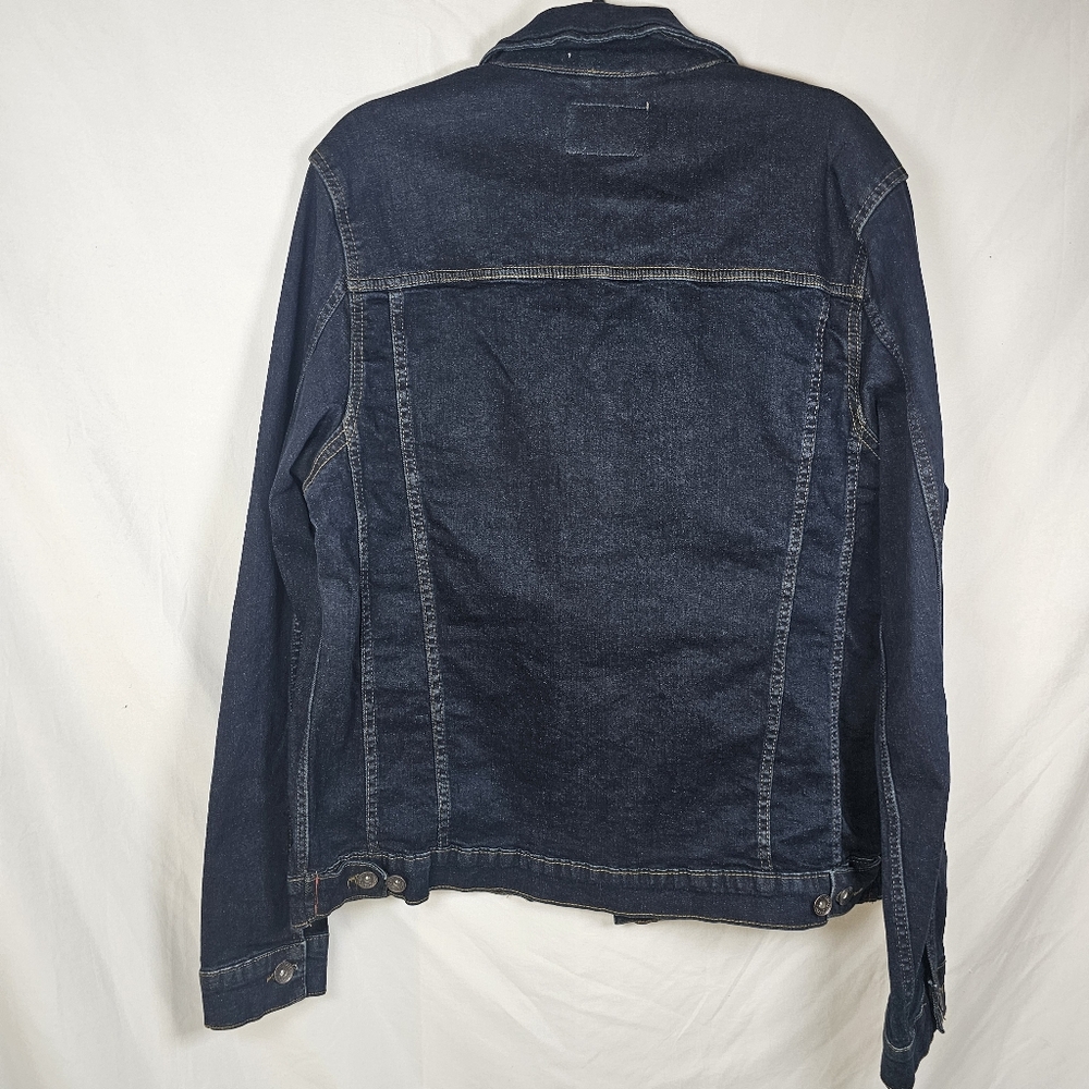 CHAPS Denim‎ Men's Jeans Jacket Size XL Navy Blue stretch - Picture 2 of 10